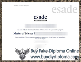 ESADE Business School diploma certificate