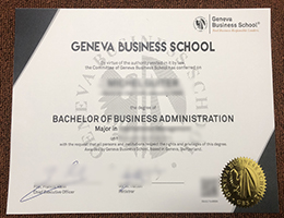 Geneva Business School BBA degree certificate