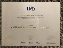 IMD MBA degree certificate