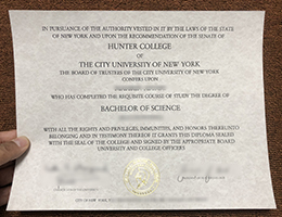 Hunter College Diploma Certificate