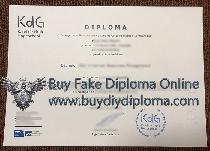 Karel de Grote Hogeschool diploma certificate