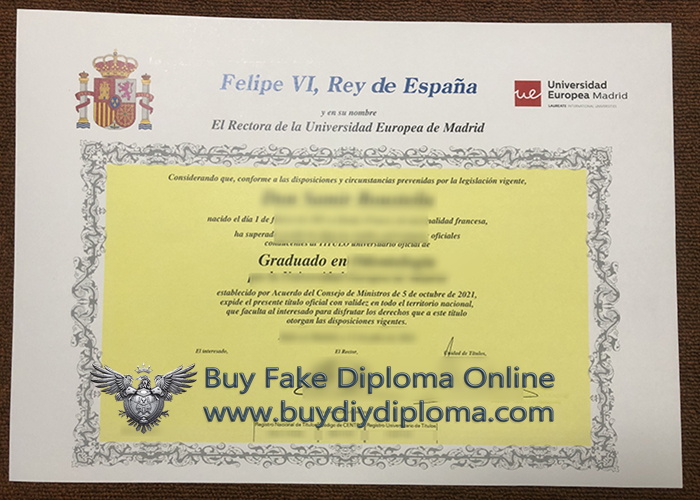Universidad Europea de Madrid diploma certificate Universidad Europea de Madrid diploma certificate