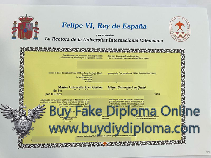 Universidad Internacional de Valencia diploma