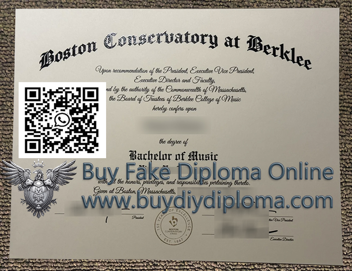 Boston Conservatory at Berklee diploma certificate