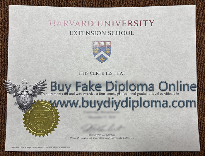 Harvard Extension School (HES) diploma certificate