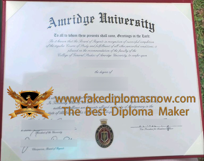 Amridge University degree certificate