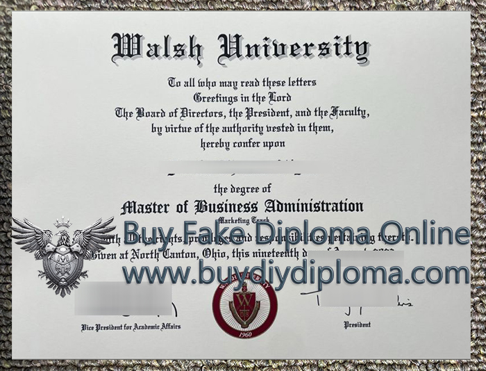 Walsh University diploma certificate