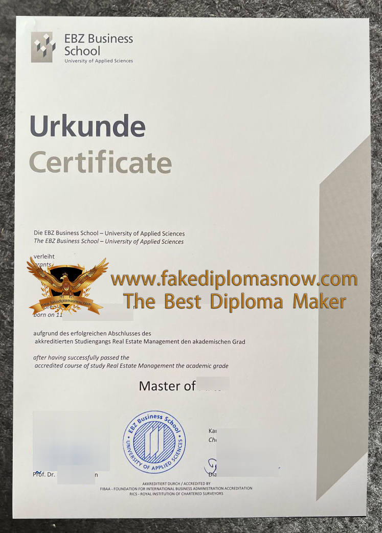 EBZ Business School Urkunde EBZ Business School Urkunde