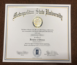 Metropolitan State University diploma certificate